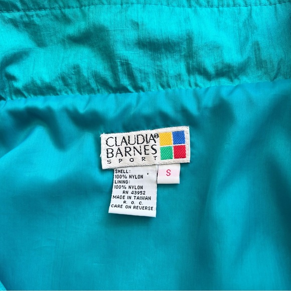 Claudia Barnes Sport Vintage Windbreaker Womens Small Zip Up Jacket Turquoise - Picture 10 of 15